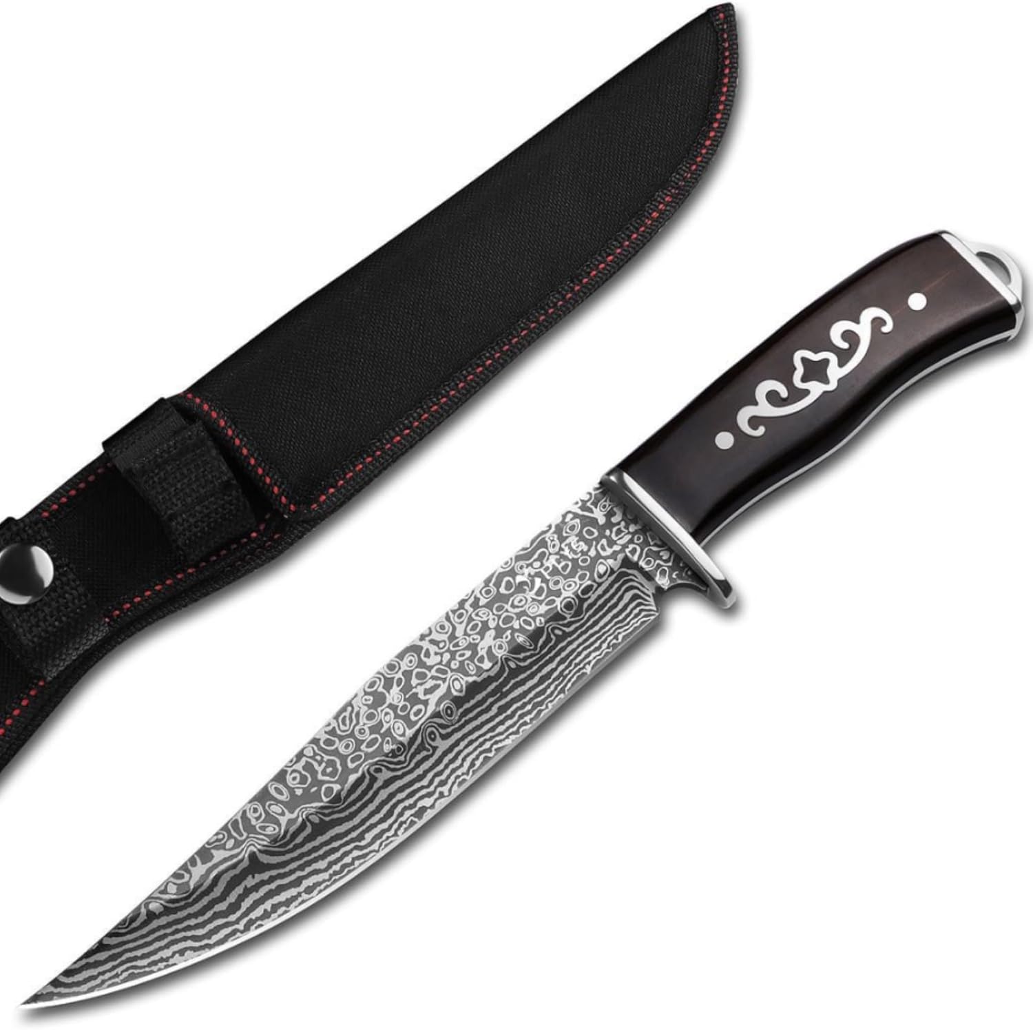 Plys Camping Knife, Fixed Blade Outdoor Knife with Nylon Sheath, Camping Essentials Gear