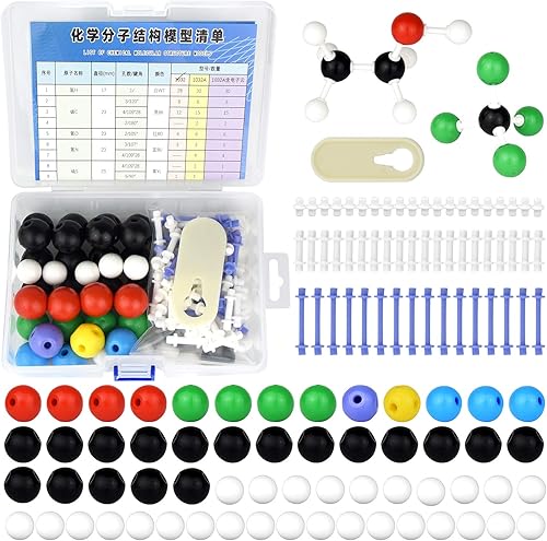 136pcs Química Orgánica Modelo Molecular Set para Estudiantes y Profesores Inorgánica y Orgánica Química Académica Educación 59 átomos y 76 Enlaces