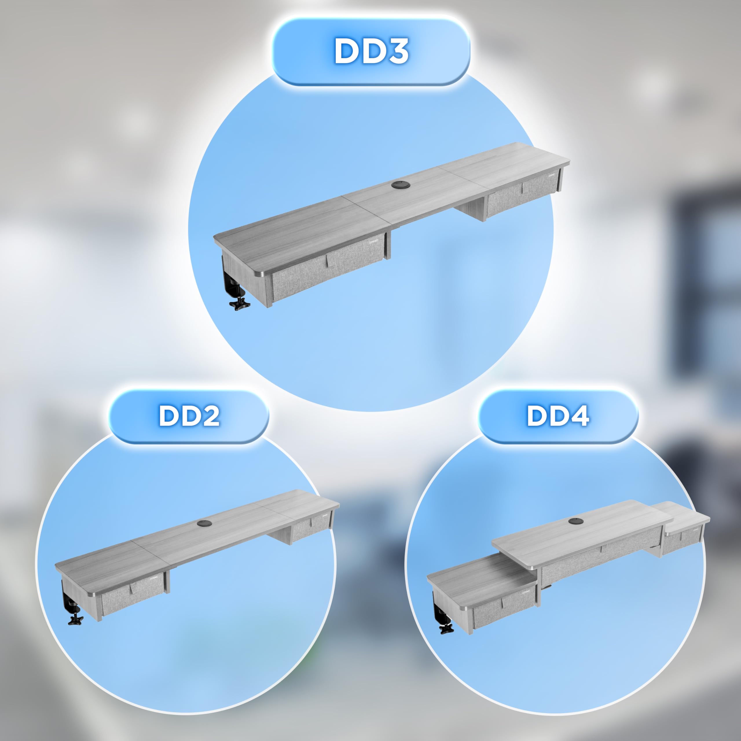 Duronic DD3 GY 120 cm Desk Top Grigio con 2 cassetti |Compatibile con tutti i Desk Top da 120 cm | Accessorio per scrivania | Professionale estetico e organizzato | Superficie per sollevare lo schermo