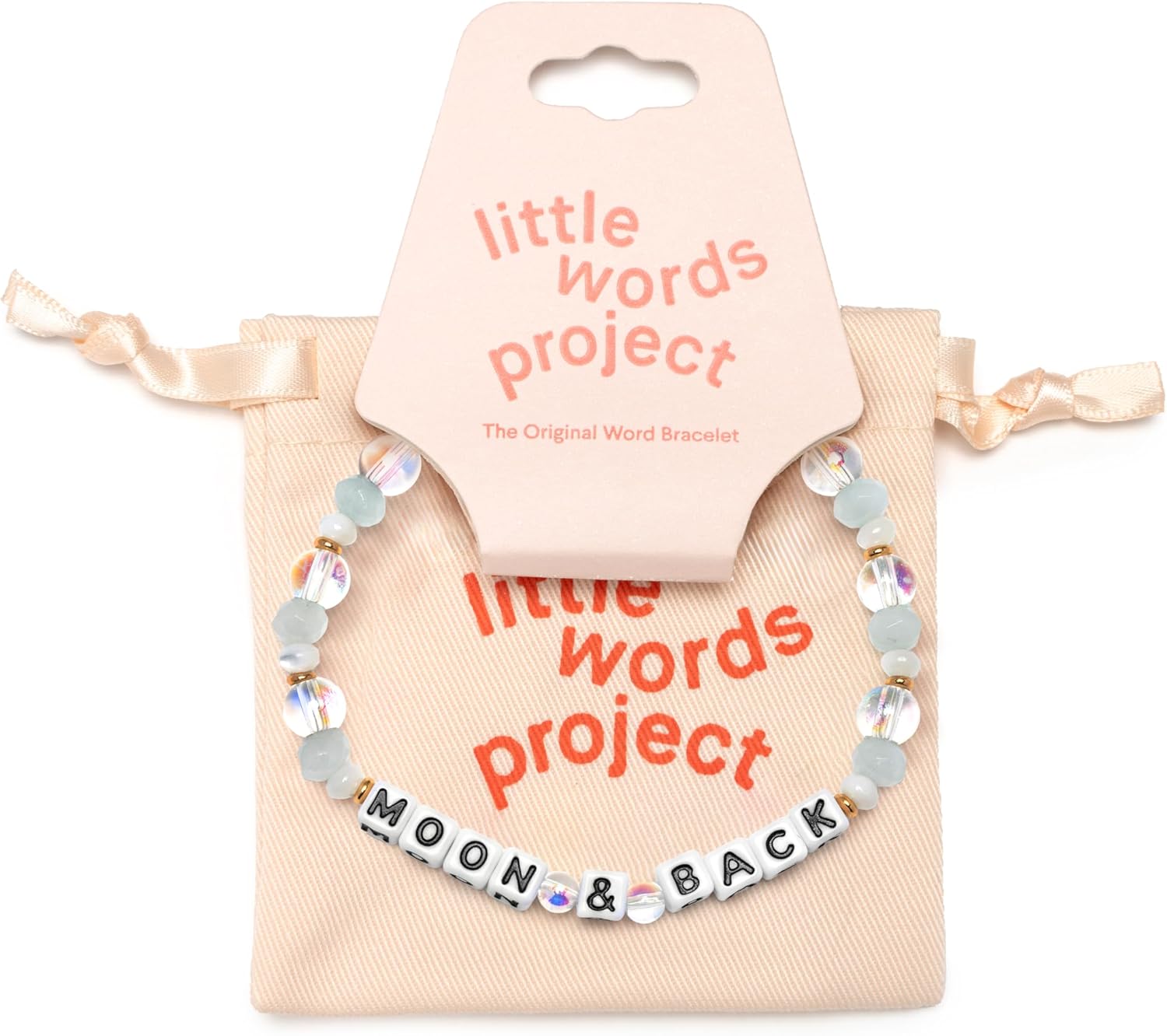 Little Words Project Moon & Back Bracelet, The Original Word Bracelet, Made with Colorful Beads and Plated Brass Hardware, Handcrafted Design & Positive Message