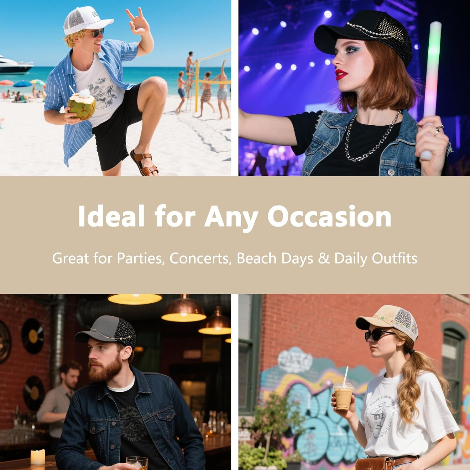 5Pcs Trucker Hat Chains and Charms for Women Bulk Pearl and Gold Daisy Chain Accessories Decorative Trucker Hats Mesh Baseball Cap Charms Bill Decorations DIY Chains - Image 7