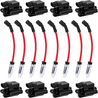 Spark Plug Wires &amp; Ignition Coil Pack of 8 Fit for 1999-2006 Chevy Silverado Tahoe Suburban Avalanche Express GMC Sierra Y...