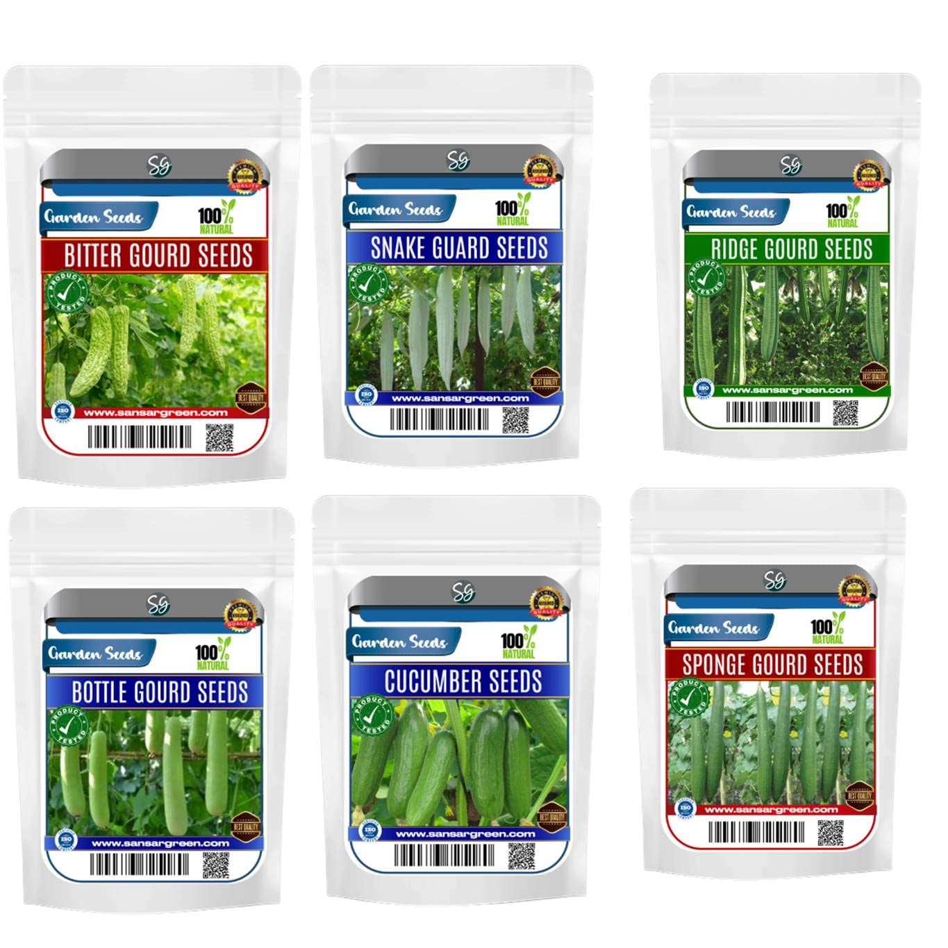 Sansar Green® Combo Pack Of 6 Vines (Bottle Gourd, Bitter Gourd, Ridge Gourd, Sponge Gourd, Cucumber & Snake Gourd) Vegetable Seeds For Home Garden (B0BS437VW4) Amazon Price History, Amazon Price Tracker
