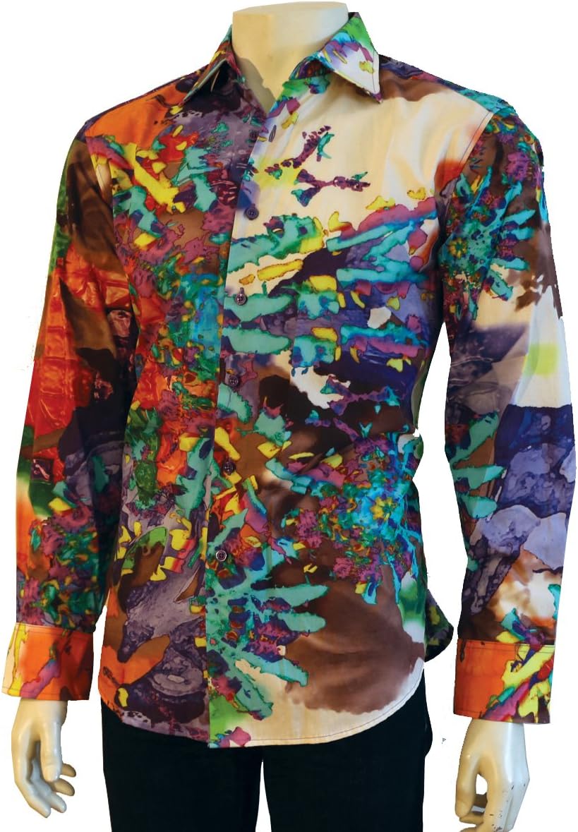 Creme de Silk CDS Risen Men's 100% Cotton Digital Print Shirt 5003 Kandinsky