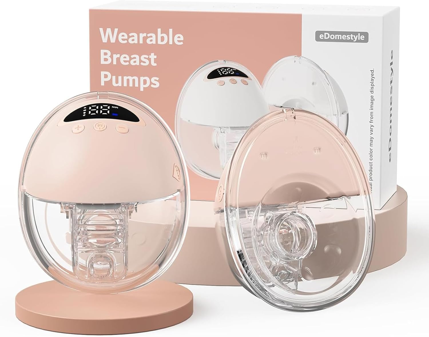 Hands Free Breast Pump, Wearable Breastfeeding Pump, Lightweight Portable Electric Pump 4 Modes & 12 Suction Levels, Comfortable & Low Noise, 24mm Flange, 2 Pack Pink