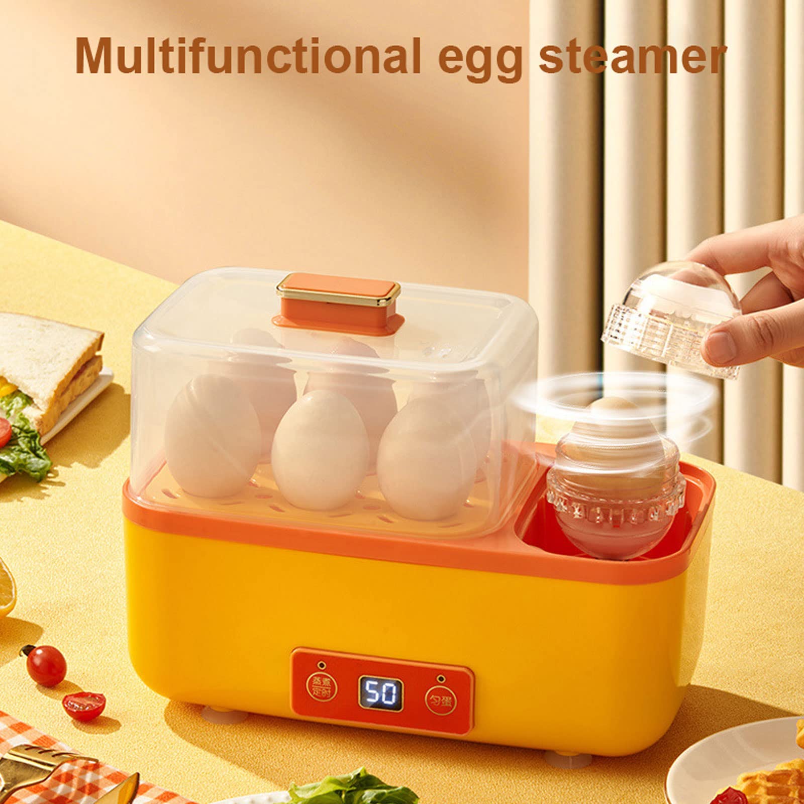 Hervidor de huevos rápido, vaporizador de alimentos y verduras Hervidor de huevos eléctrico Capacidad para 6 huevos Hervidor de huevos duros 200 W Máquina
