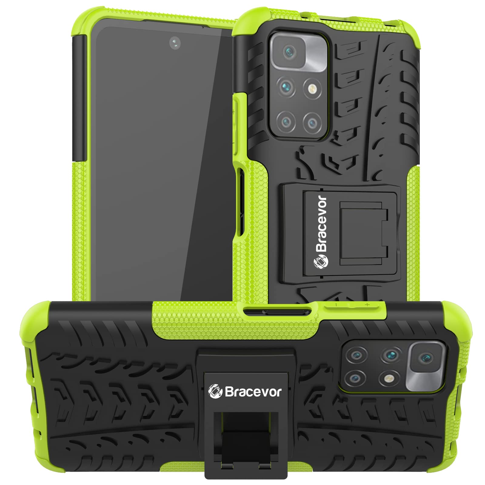 Bracevor Back Cover for Xiaomi Redmi 10 Prime (Military Green) | pc+TPU | Kickstand Case
