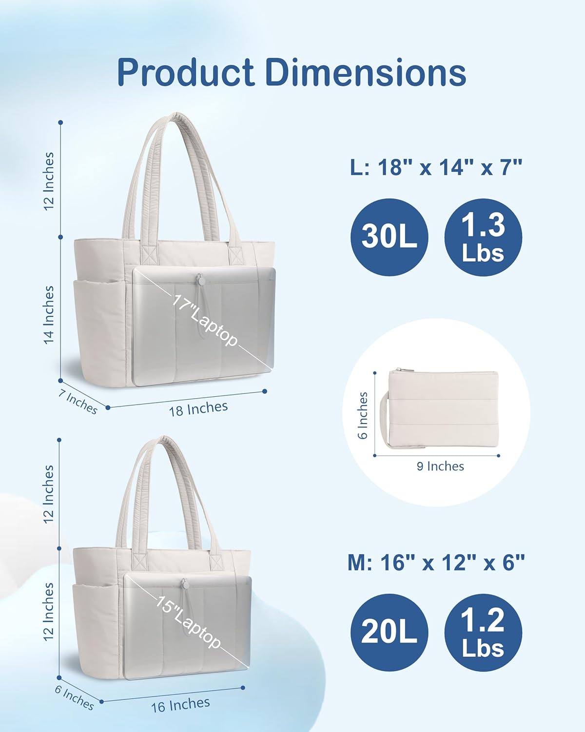 TOPDesign Puffy Tote Bag for Women with Cup Holder & Laptop Compartment & Cosmetic Bag & Trolley Sleeve for Work, Travel - Image 5