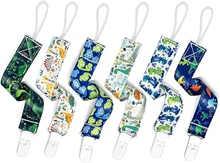 PandaEar Baby Pacifier Clips, 6 Pack Universal Holder Leash for Boys and Girls, Teething Toys Teethers