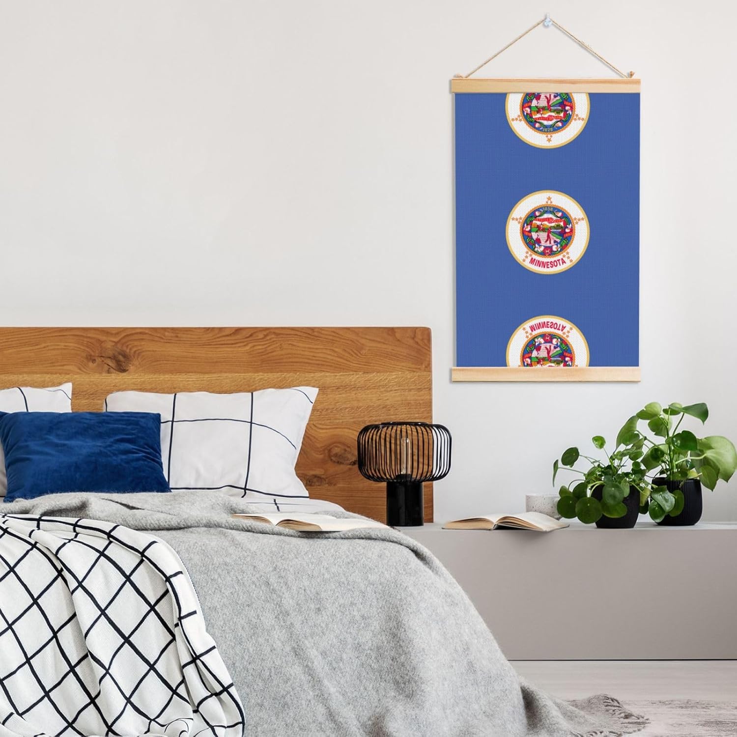Minnesota State Flag Print Poster Hanger,Hanging Poster, Poster Frame,Wood Poster Hanger, For Wall Hanging