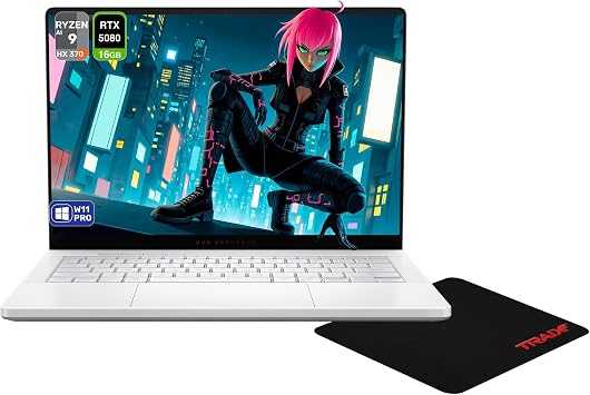 ASUS ROG Zephyrus G14 Copilot+ Gaming Laptop, AMD Ryzen AI 9 HX 370, 32 GB LPDDR5X RAM, 2 TB PCIe SSD, 14" 3K 2880X1800 OLED 120Hz, NVIDIA G-Force RTX 5080, RGB Keyboard, W11 Pro + Traix Mousepad