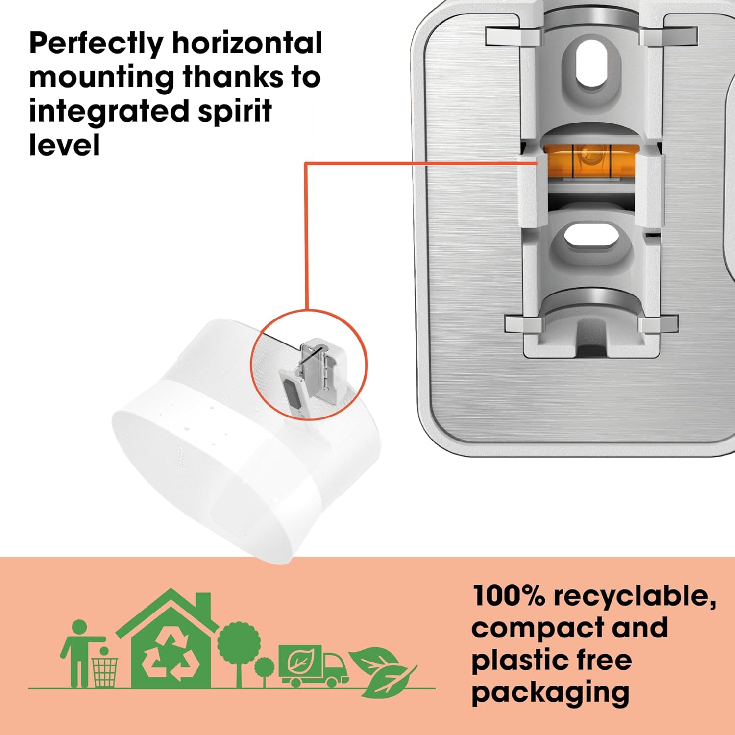Vogel's SWM 4131 Speaker Wall Bracket for Sonos ERA 300, Max. 11 lbs (5 kg), Tiltable -30º/+30º, Swivels up to 60º (Left/Right), White, 1 Bracket