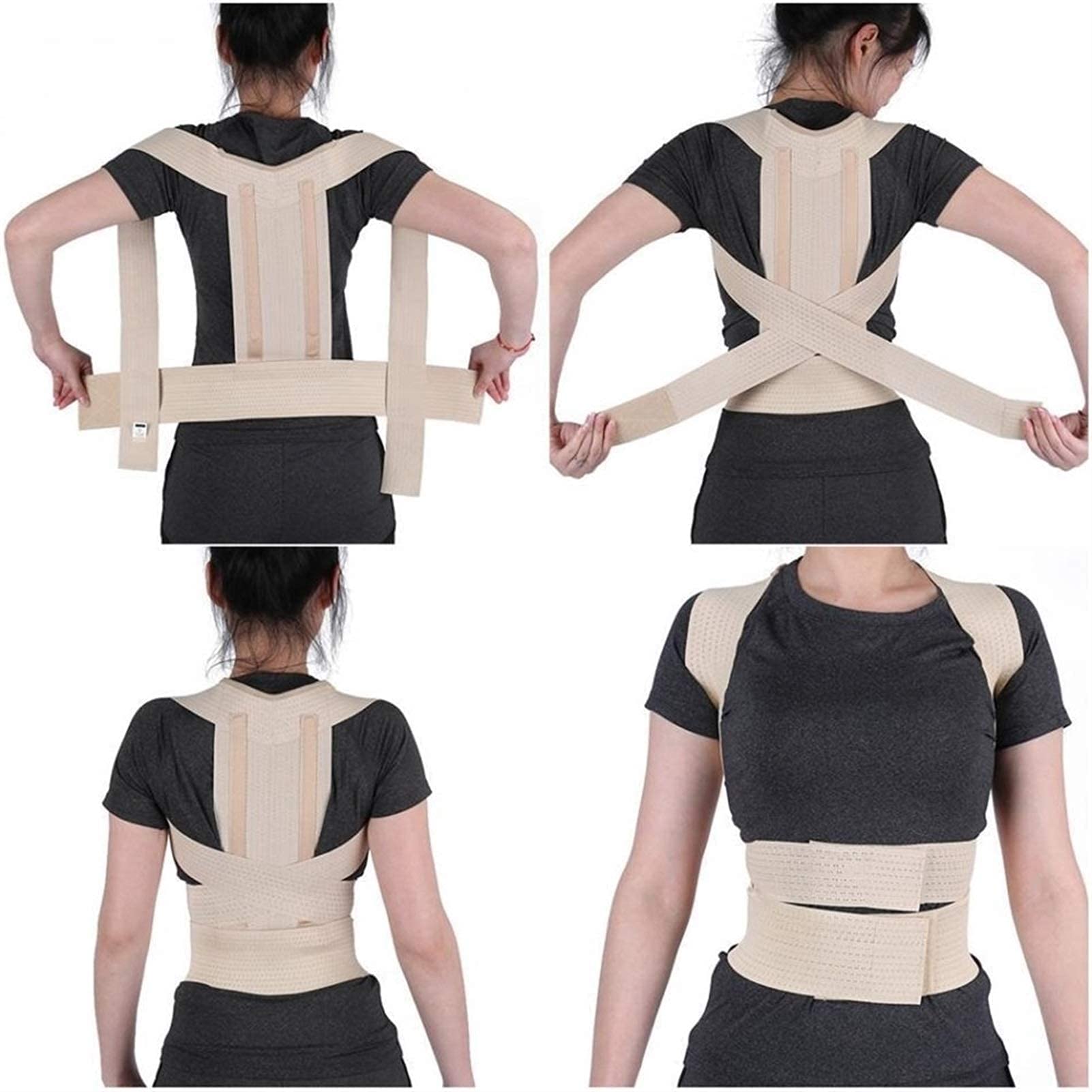 Bretelle per la schiena Correttore di postura Brace Cintura di sostegno per la colonna vertebrale Donna Uomo Spalla lombare Corsetto posteriore Cintura ortopedica per la correzione della postura ( )
