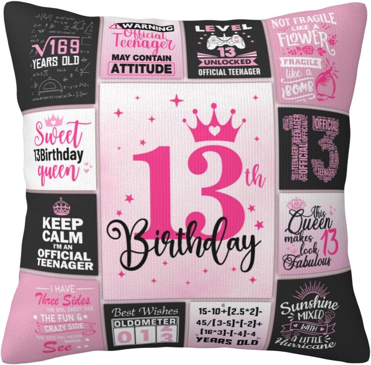 13th Birthday Gifts for Girls - Throw Pillow Covers 18x18 Inch - Present Ideas for 13 Year Old Girls