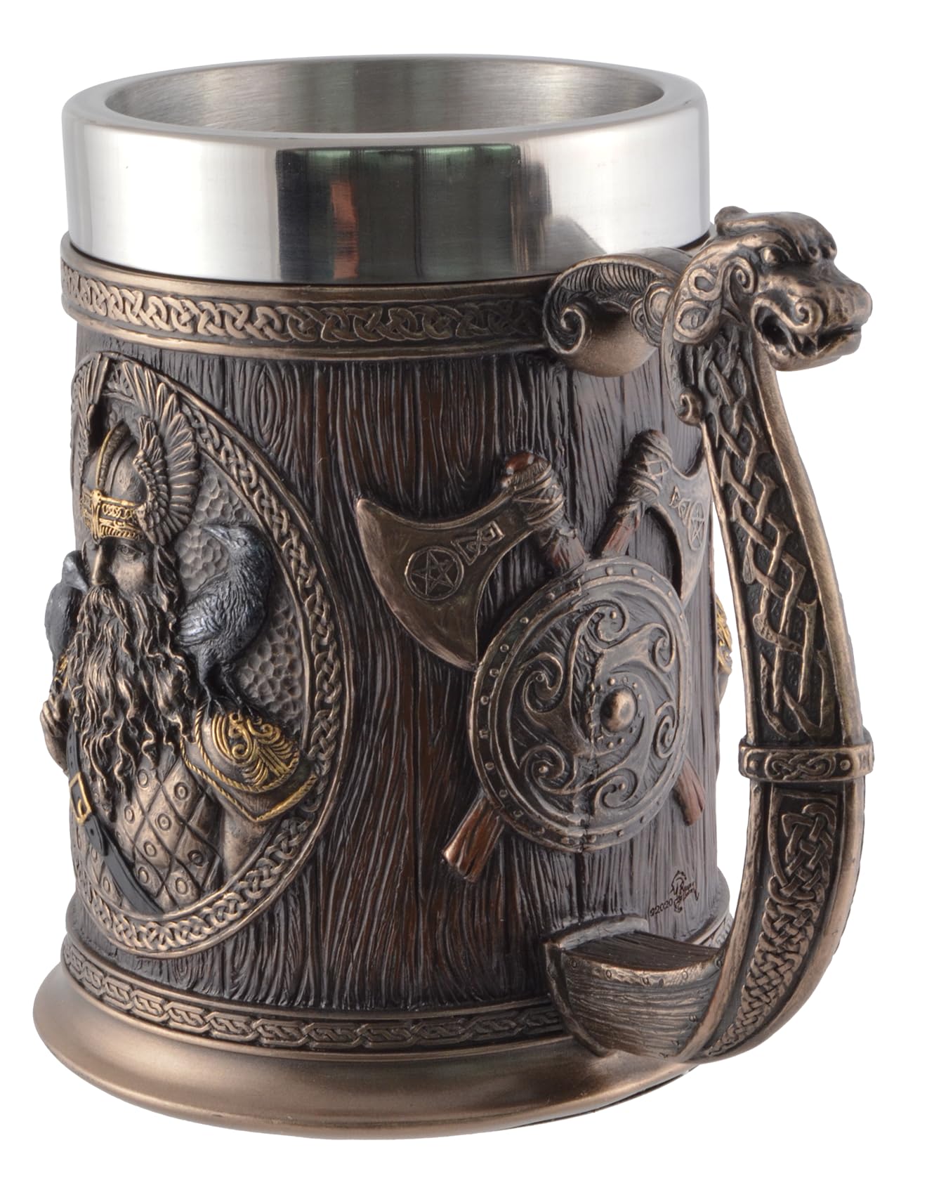 Veronese 708-775 Krug germanische Götter Thor und Odin mit Drakargriff mit Metalleinsatz Becher Nordmänner