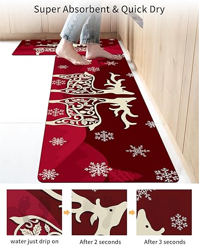 Miniatura 9 de Tapete de baño de Navidad para bañera, antideslizante, de secado rápido y absorbente, tierra de diatomeas, fregadero, dormitorio, cocina, tapete