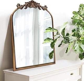 WAMIRRO Antique Mirror,Gold Traditional Vintage Ornate Baroque Arched Br...