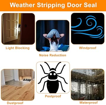 118 Inch Weather Stripping Door Seal, Wedge Seal Seal Strip Self Adhesive Soundproof Foam Insulation Tape for Windows Seal, Door Gap Filler for Door Frame(Black)