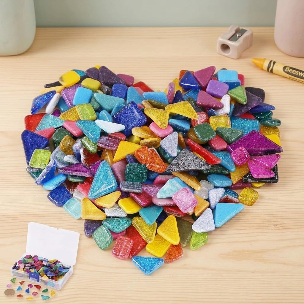 LIFKOME Crystal Decoration 230 Pieces Glass Irregular Glitter Tiles Set
