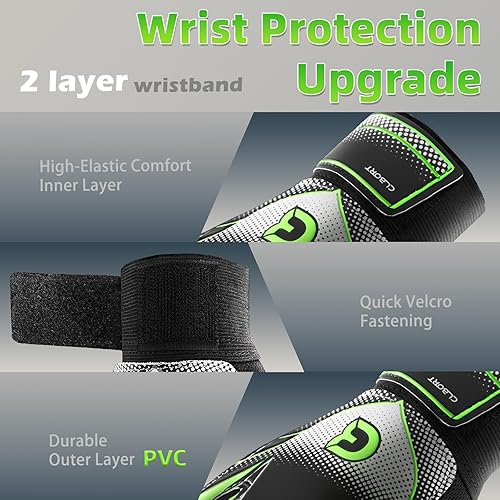 Miniatura 3 de Guantes de portero de fútbol para jóvenes y niños, guantes de portero con palmas de súper agarre, guantes de fútbol antideslizantes, protección