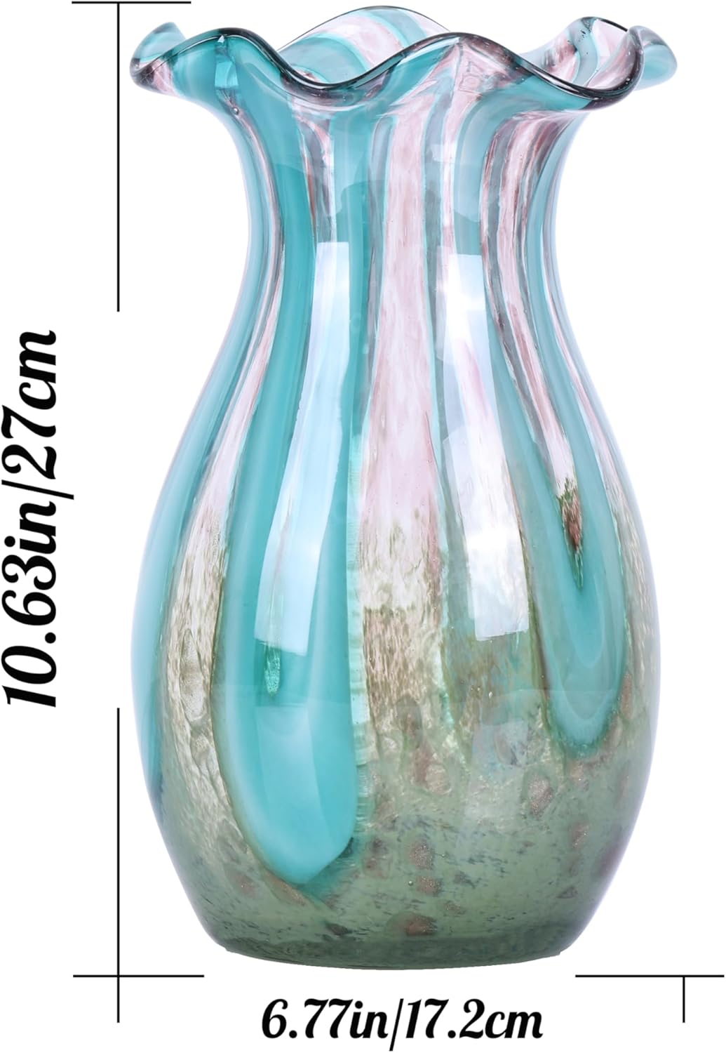 10 Inch Wide Mouth Vases Flowers, Hand Blown Glass Vase, Modern Art Glass Vase Home Decor, for Dining Table Centerpiece Coffee Table Office Mantle Entryway Entrance Desktop Centerpiece. - Image 2