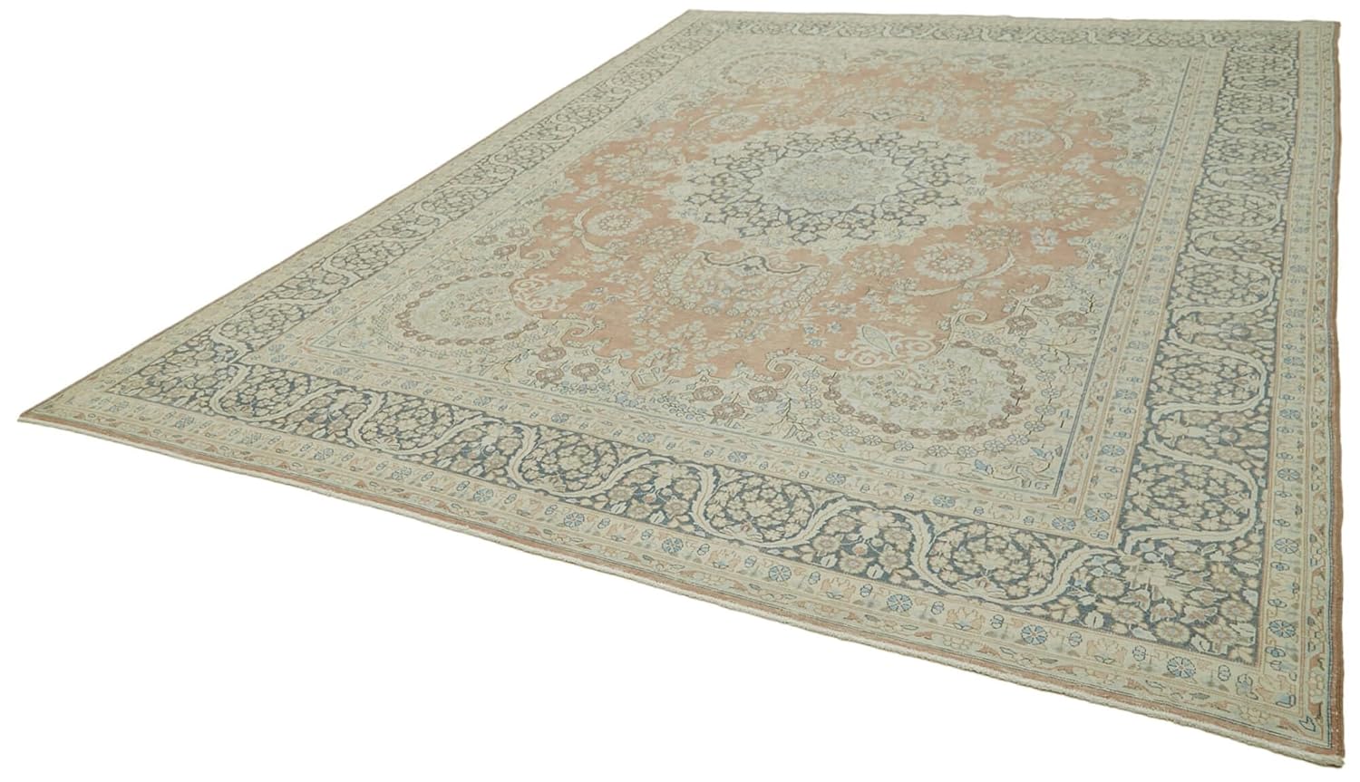 96 x 1210 - 290x390 Cm Katar Vintage Beige Vintage Wool Handmade Area Rug Turkish Handmade Rug Living