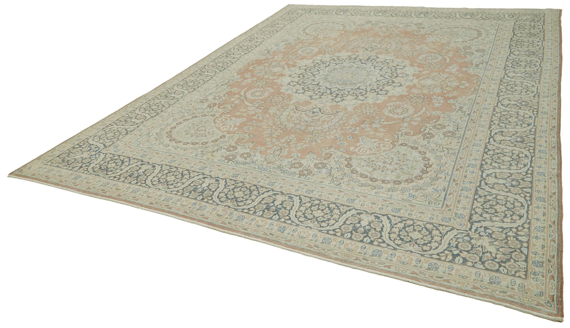 96 x 1210 - 290x390 Cm Katar Vintage Beige Vintage Wool Handmade Area Rug Turkish Handmade Rug Living