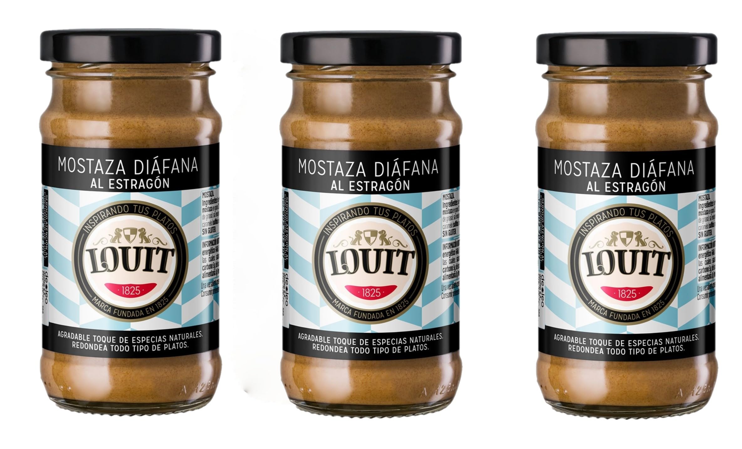 MADALO Louit mostaza al estragón 115grs cristal Pack 3 unidades 345grs