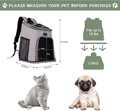 Miniatura 2 de BAGLHER Mochila transportadora para gatos, transportadora de malla para perros medianos y pequeños, gatos, cachorros, gatitos, conejitos de hasta 18