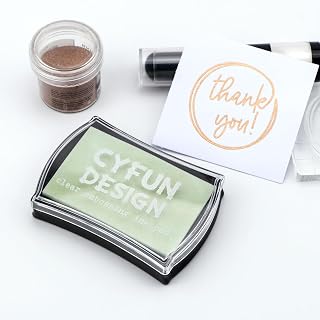 CYFUN DESIGN Clear Embossing Ink Pad for Stamping & Scrapbooking - Slow-Drying Crisp Ink, Raised Durable Surface for All Stamp Sizes | Long-Lasting Inkpads for Rubber Stamps Arts & Crafts Supplies