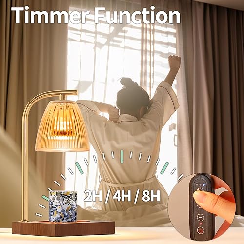 Miniatura 4 de Linstaine Lámpara calentadora de velas, calentador eléctrico de velas de arriba hacia abajo con atenuador, difusor de velas en tarro regulable para