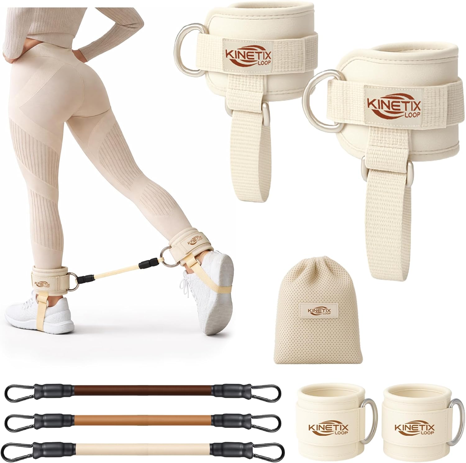 Ankle Resistance Bands with Cuffs, Resistance Bands for Women & Men, Durable Home Gym Accessories for Kickbacks, Hip & Glute Training, and Butt Lift Fitness