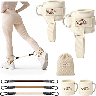Ankle Resistance Bands with Cuffs – 3-Level Latex Exercise Bands for Glutes, Kickbacks & Hip Training | Neoprene Padded Ankle Cuffs for Women & Men | Home Gym Workout Set with Mesh Bag