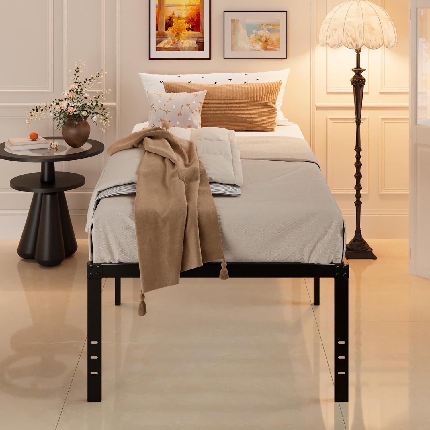 Twin Bed Frames No Box Spring Needed, 20 Inch Heavy Duty Metal Bed Frame Twin Support Up to 2500 lbs, Easy Assembly, Noise Free, Black - Image 8