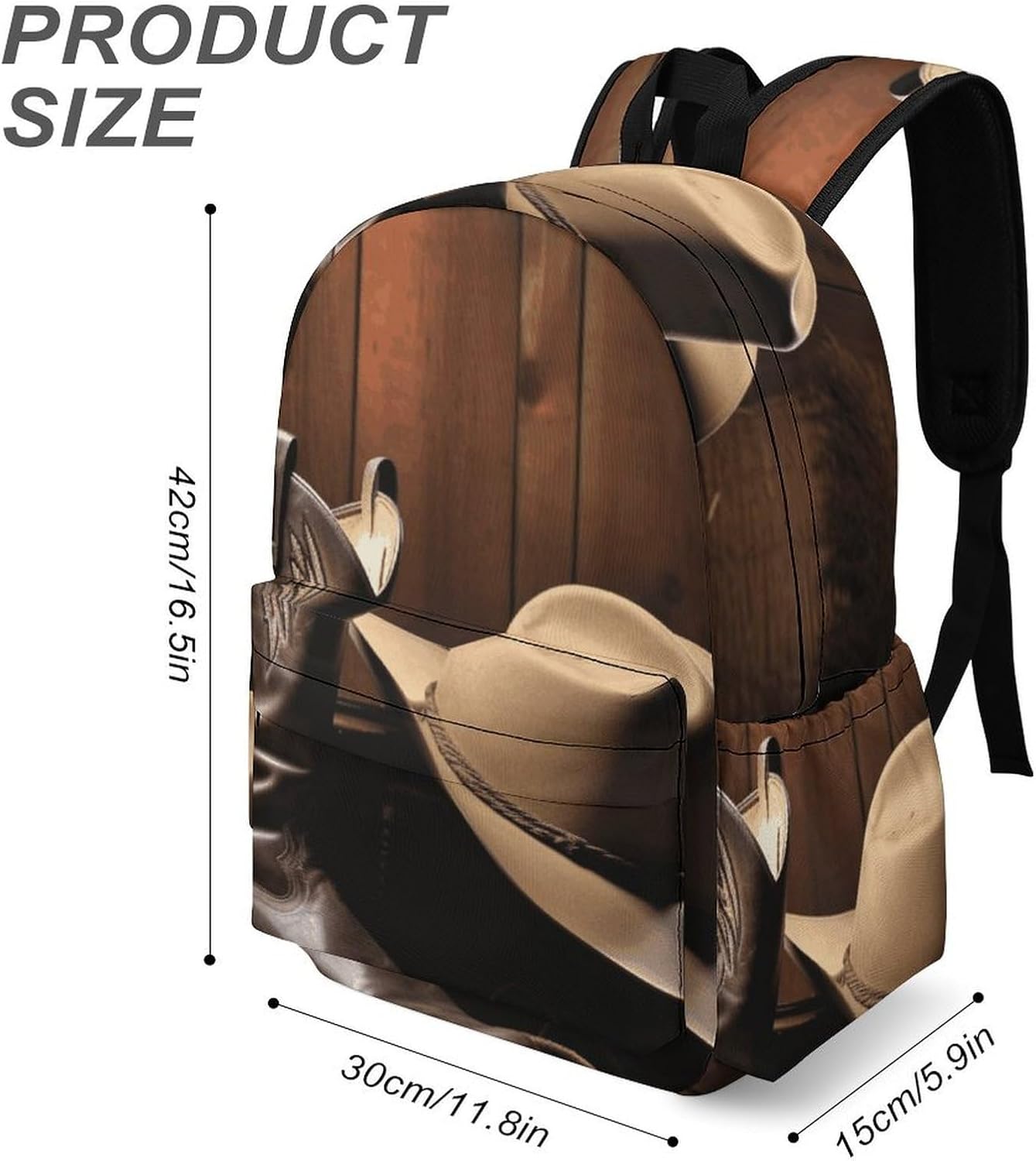 Cowboy Black Hat Western Boots Laptop Backpack for Business, Large Simple Bag image 3