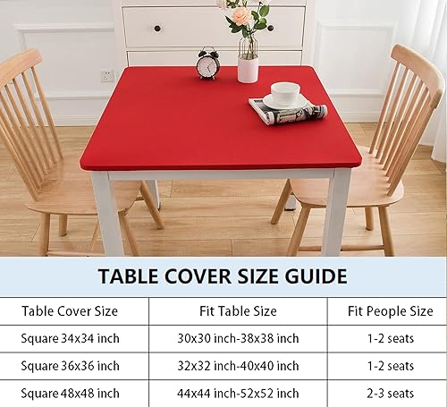 Miniatura 5 de Wolkemer Mantel cuadrado ajustable de elastano elástico negro para mesa de cóctel, borde elástico, para comedor, boda, fiesta, picnic, 34 x 34