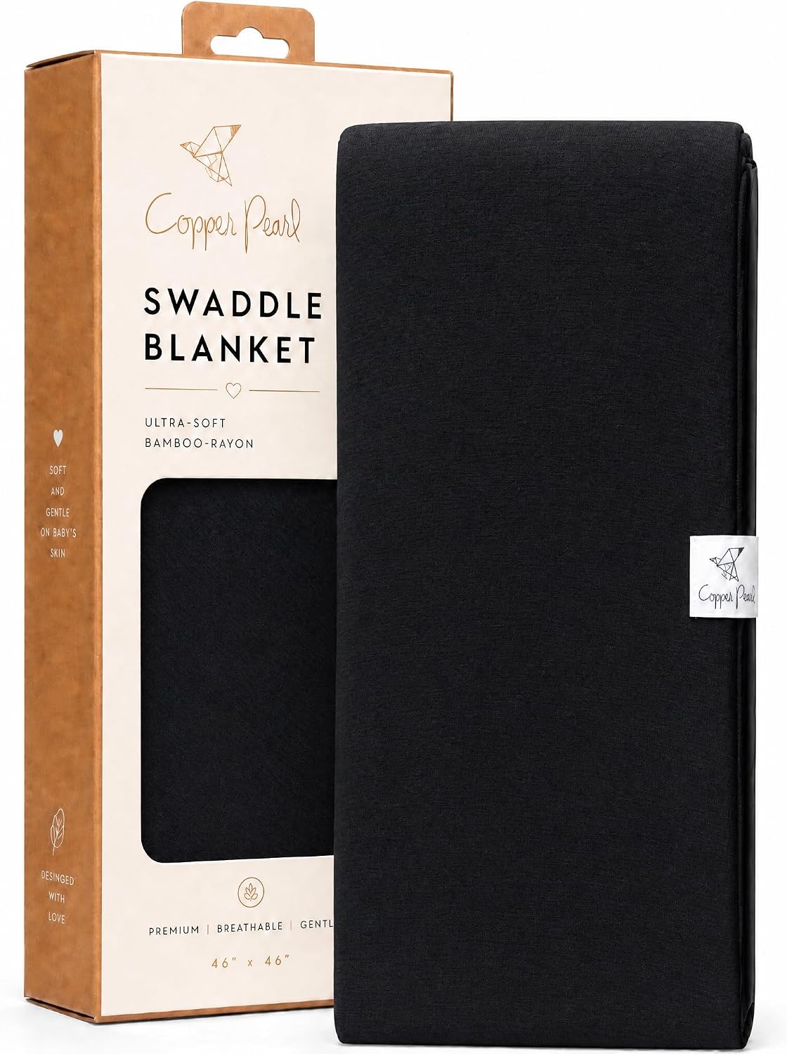Copper Pearl Swaddle Blankets for Newborns | Soft Stretchy Receiving Blankets for Boys and Girls | Large 46 x 46 Inch Baby Blankets | Lightweight and Breathable Swaddles | Midnight