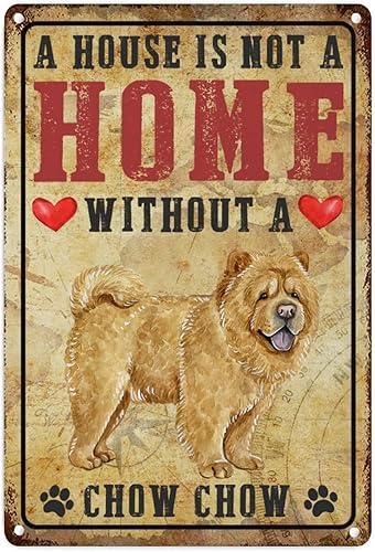 Letrero de aluminio con texto en inglés Gold Chow con texto en inglés A House is Not A Home Without A Gold Chow Chow (A House is Not A Home Without