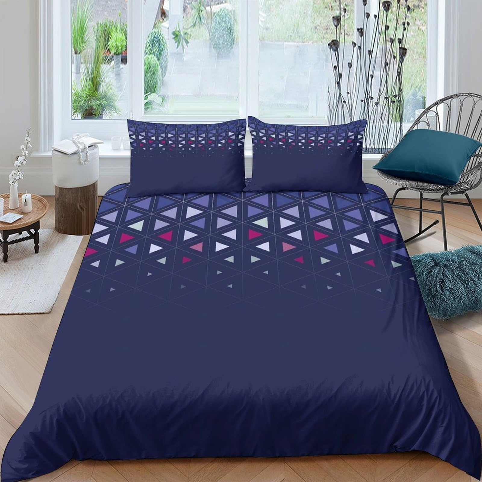 Ctjqhvkz Style-5 3D Printed Geometric Arrow Pattern Fitted Sheet Microfiber Soft Navy Bed Cover For Bedroom Dorm Decor Mattress Protection Single（135X200cm）
