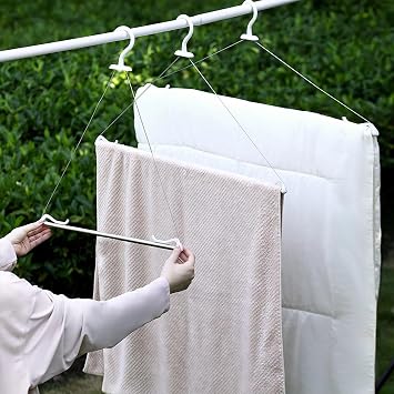 4 Pack Large Hangers, Adjustable Extendable Hangers with Clamps, Lightweight and Sturdy Telescopic Rod Expandable Hanger for Clothes, Towels, Tablecloths Tapestries
