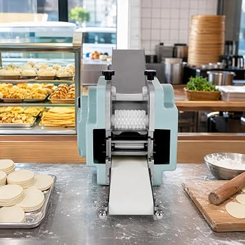 Commercial Automatic Dumpling Maker Machine, 110V 140W Automatic Dumpling Wrappers, 50-60 Pieces/min, Automatic Round Wonton Dough Maker for Noodle and Breakfast Shops