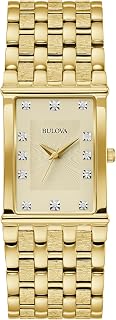Men's Classic Gold Tone Stainless Steel 3-Hand Date Quartz Watch, Diamond Dial Style: 97F52