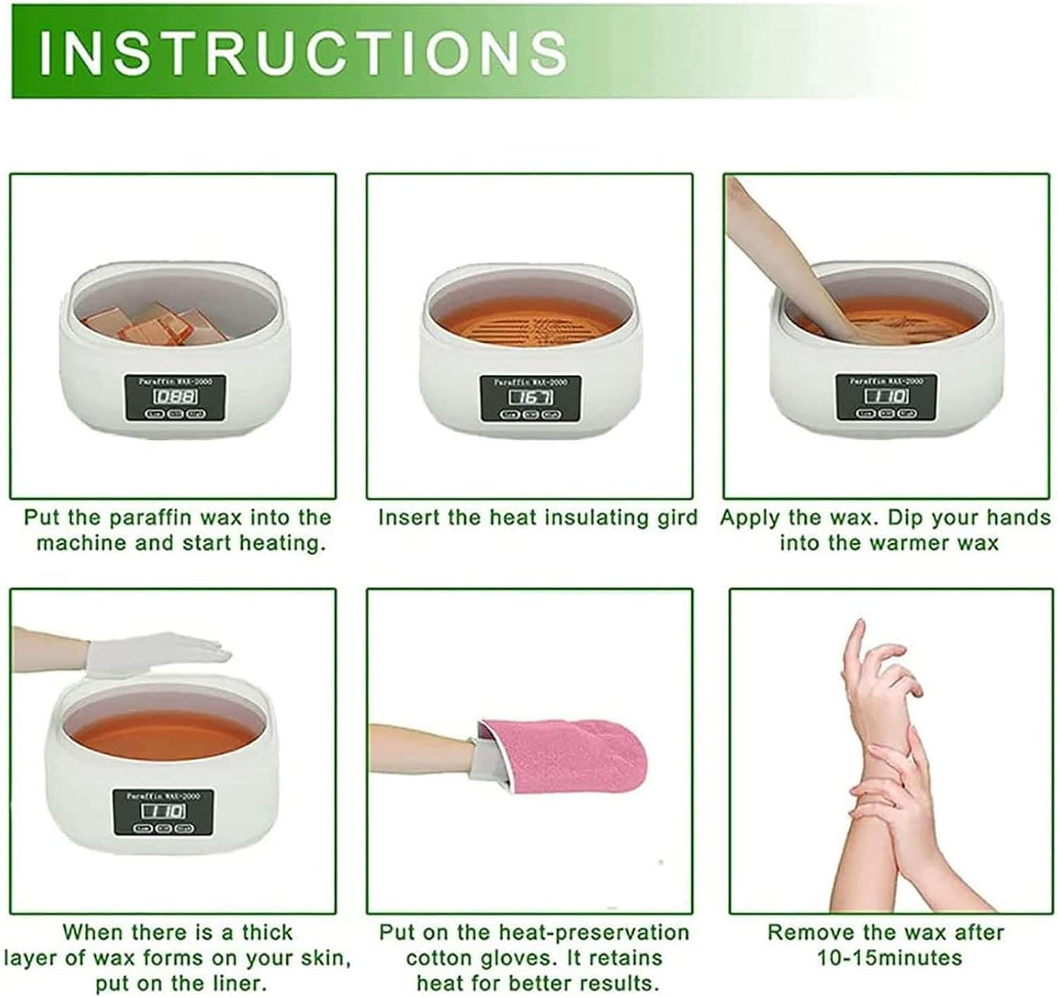 Paraffin Wax Machine for Hands and Feet, 2000ml Paraffin Wax Warmer with Two Levels of Temperature Adjustment & Full Touch Buttons, Paraffin Wax Bath