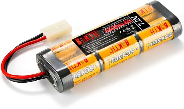 BAKTH High Capacity Security 7.2V 4500mAh Rechargeable Low Self Discharge NiMH Battery Pack for RC/Remote Control Car, Robots + Customized Coaster