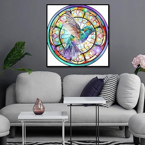 Miniatura 3 de AOKLLA Kits de pintura de diamantes para adultos, kits de arte de diamantes de colibrí para niños, manualidades de taladro completo redondo 5D,