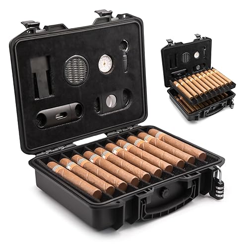 Cigar Humidor Case | Lockable, Waterproof, Crushproof, Airtight | Holds