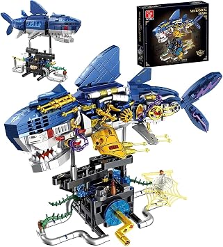 TYCOLE Mechanical Shark Building Set with Rotatable Function and Display Stand Sea Animal STEM Toy Compatible with Trend Bricks, Idea Birthday Party Gift for Adults & Boys Ages 8-14 699PCS