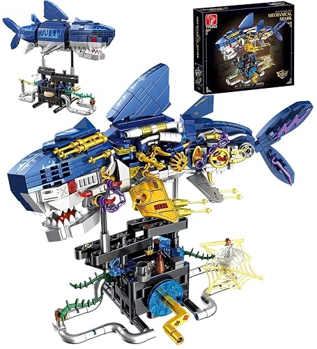 TYCOLE Mechanical Shark Building Set with Rotatable Function and Display