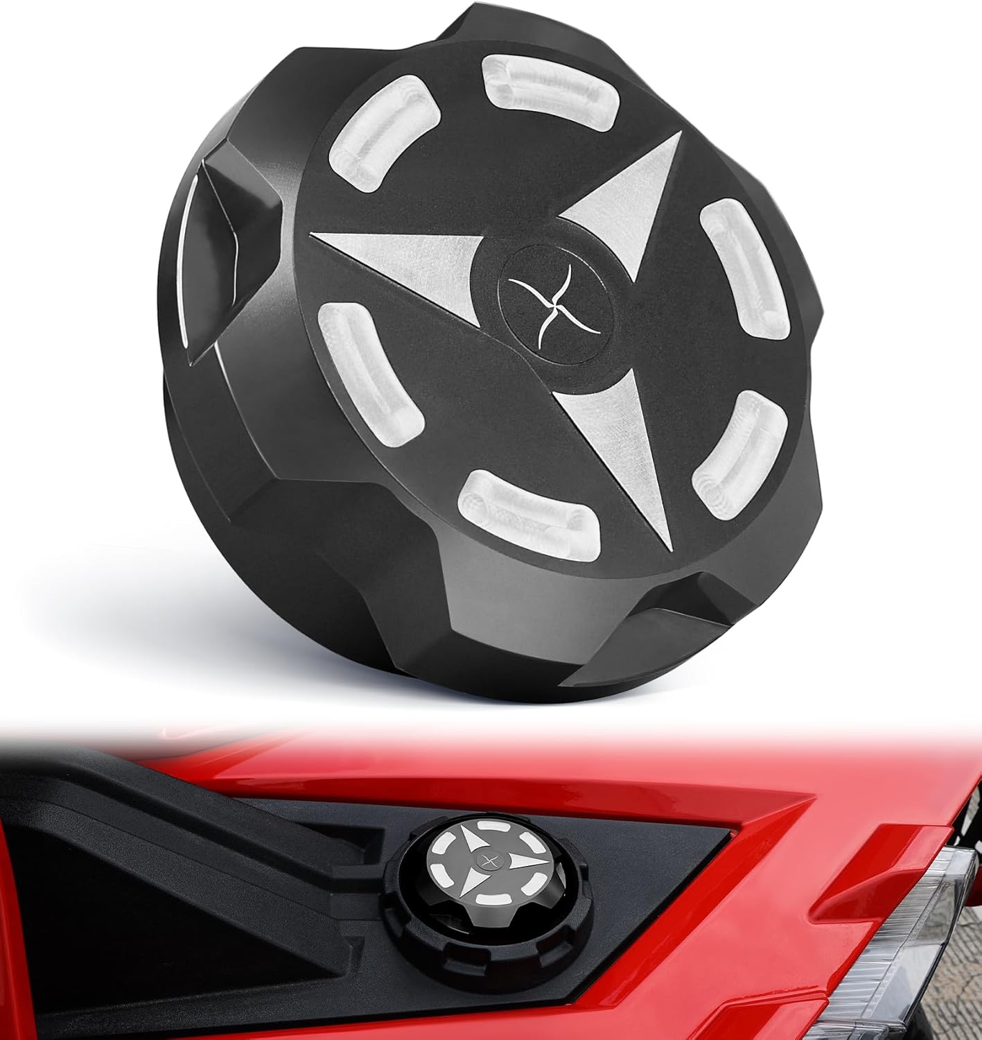 Gas Fuel Cap Compatible with 2015-2023 Polaris Slingshot LE SL S R SLR Grand Touring, Aluminum Oil Cap Replacement for 2521278（BLACK）