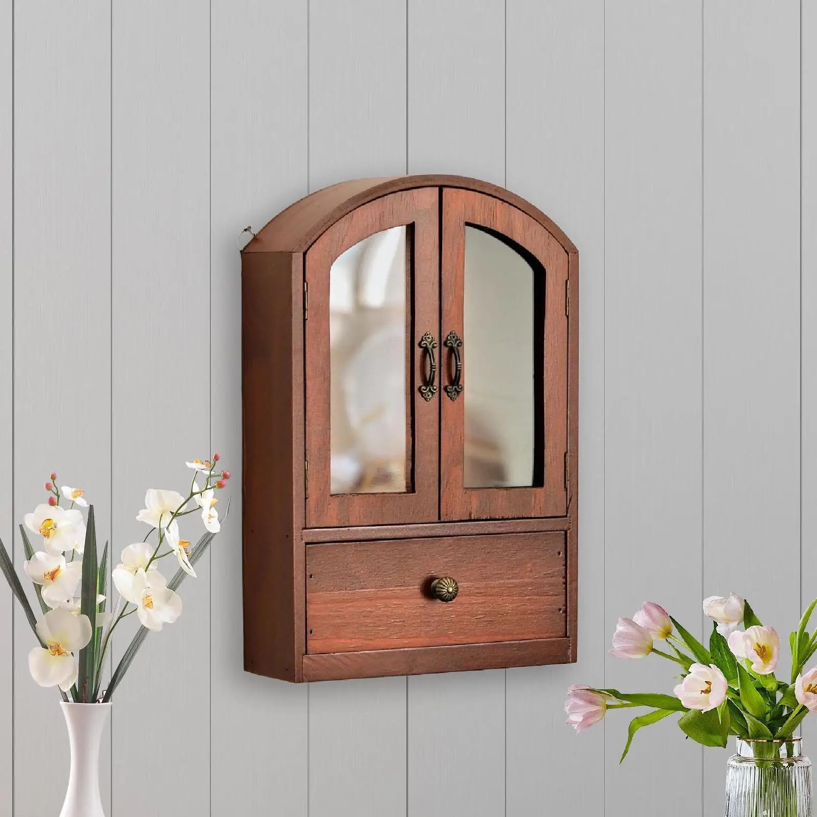 Organizzatori da scrivania in legno naturale con cassetto portaoggetti Vedi attraverso lo scaffale per la casa, camera da letto, controsoffitto Decors